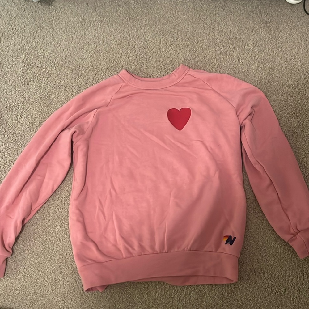 Aviator Nation pink heart sweatshirt